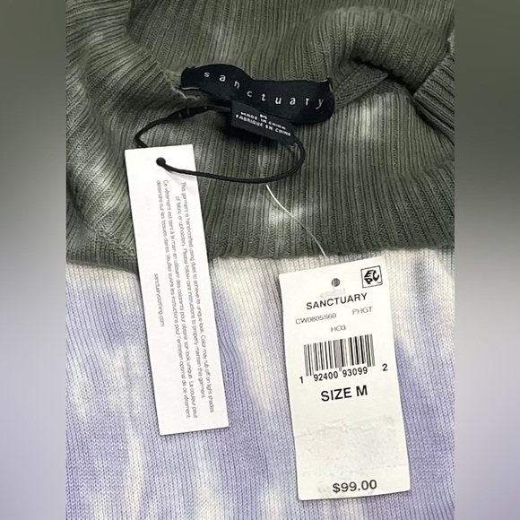 Sanctuary Tye Dye Sweater Size Medium New Olive and Purple - Picture 4 of 5